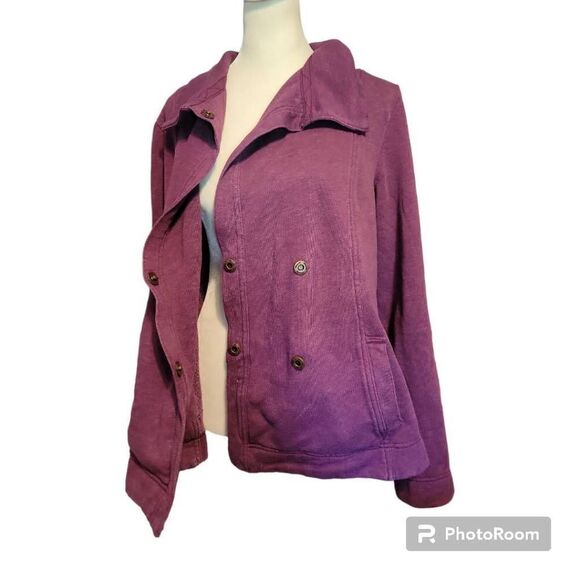 Eddie Bauer Fuscia Snap Button Sweat Jacket Women's Size Medium - Picture 5 of 8